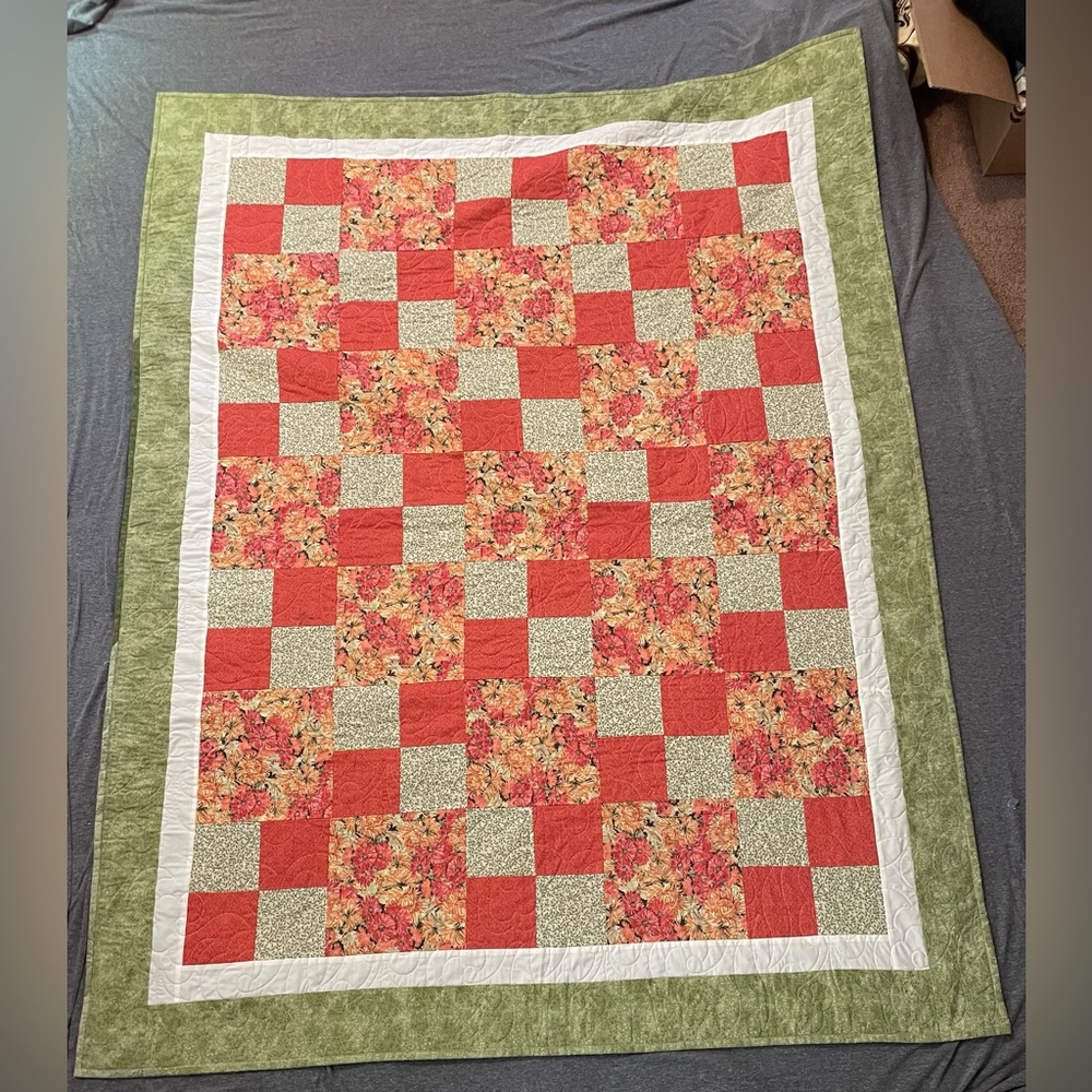 Handmade Throw Quilt 53inx67in